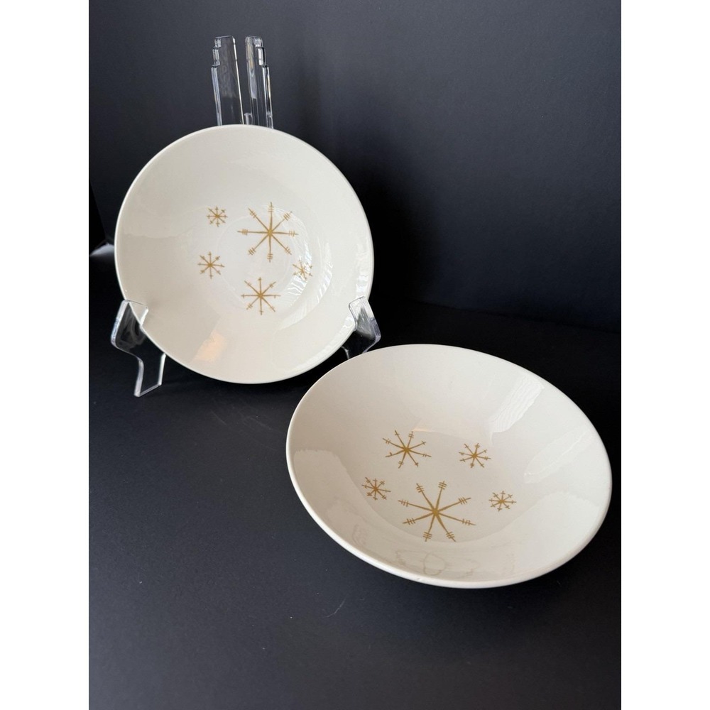 SG-B1–B2 Royal China Star Glow 5.5" Berry Bowls Lot of 2 Gold Atomic MCM Vintage